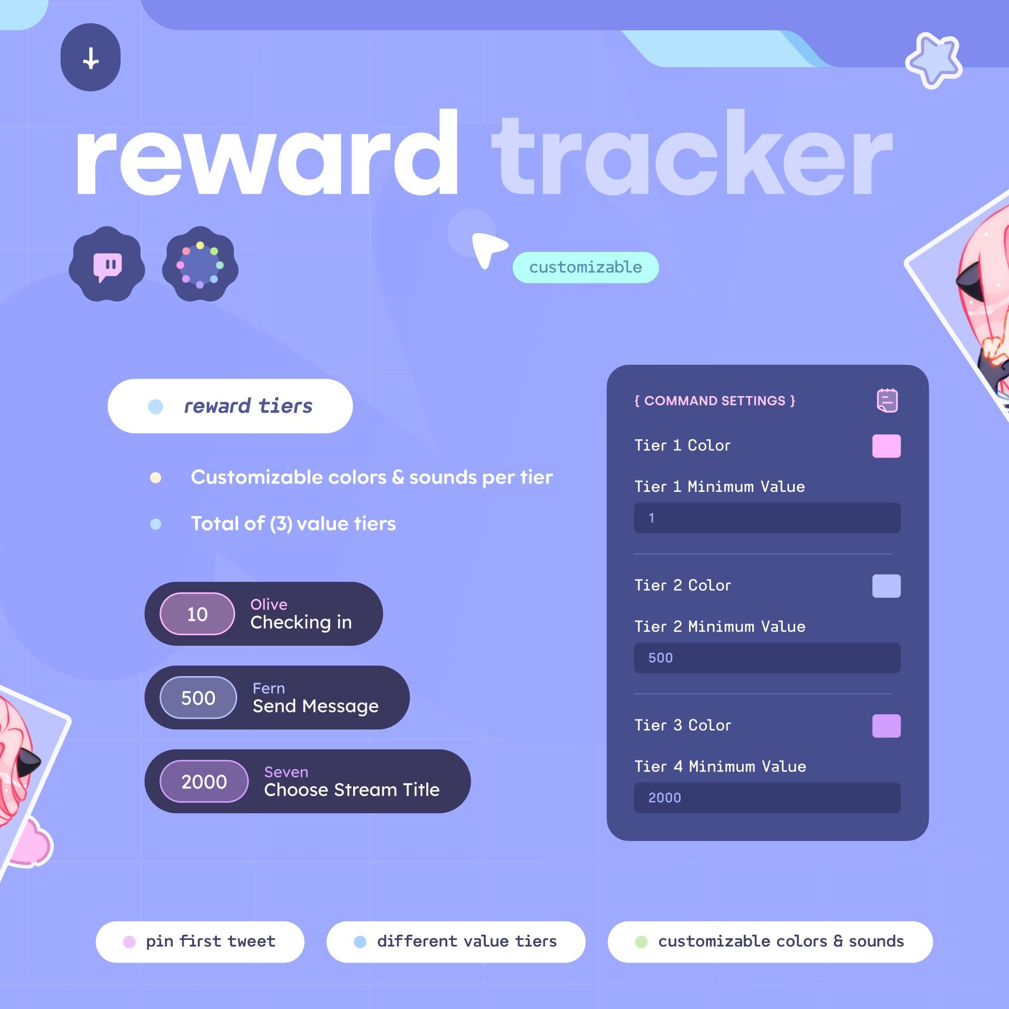 Rewards Color Channel Reward Tracker Pin First Reward, (3) Value Tier Colors ...