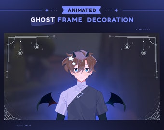 Halloween Frame Stream Decoration  | Animated Ghost Spiderweb Overlay For Twitch Streamers  |  Matching Bars & Chatbox | Vtuber OBS