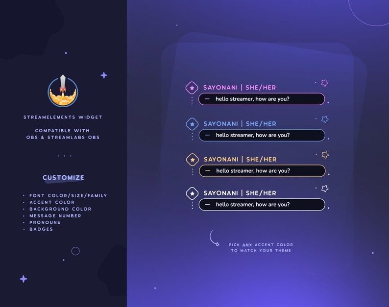 Starry Sky Twitch Chat Widget Celestial Stars Custom Chatbox Etsy