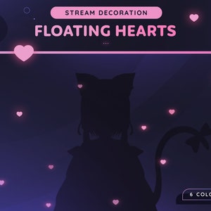 Animated Hearts Stream Decoration  | 6 Floating Valentine's Day Hearts For Streamers and Vtubers | White Blue Pink Orange Purple Green | OBS