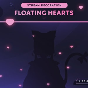 Animated Hearts Stream Decoration  | 6 Floating Valentine&#39;s Day Hearts For Streamers and Vtubers | White Blue Pink Orange Purple Green | OBS