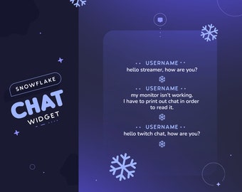 Snowflake Twitch Chat Widget  | Minimal Christmas Snow Custom Chat for Streamers | Matches Winter Snow Pack