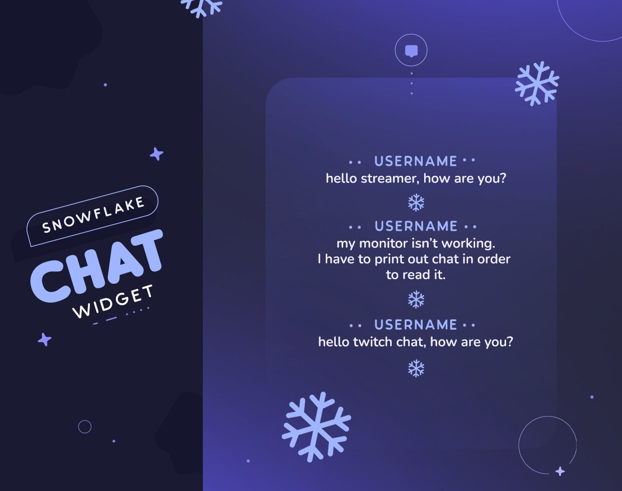 Snowflake Twitch Chat Widget | Minimal Christmas Snow Custom Chat for ...