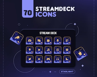 Starlight Streamdeck Icon Set | 70+ Cute Starry Sky Icon Pack for Elgato Streamdeck + 2 Screensavers | Twitch Streamer Assets