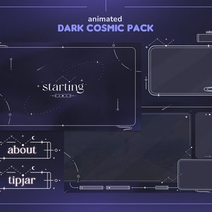Dark Cosmic Twitch Pack | Animated Minimal Astrology Stars Streamer Pack | Overlays, Stream Scenes, Panels, Alerts & Webcam Border