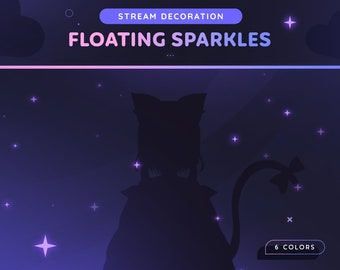 Animated Sparkles Stream Decoration  | 6 Floating Glow Star Sparkles For Streamers and Vtubers | White Blue Pink Orange Purple Green | OBS