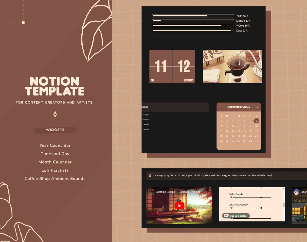 Cozy Notion Template for Content Creators & Artists - Etsy UK
