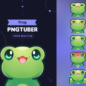 Frog PNGtuber Model | Cute Froggy Stream Mascot - 6 Expressions for OBS and Discord | Voice Reactive | Twitch Streamer Vtuber V-tuber