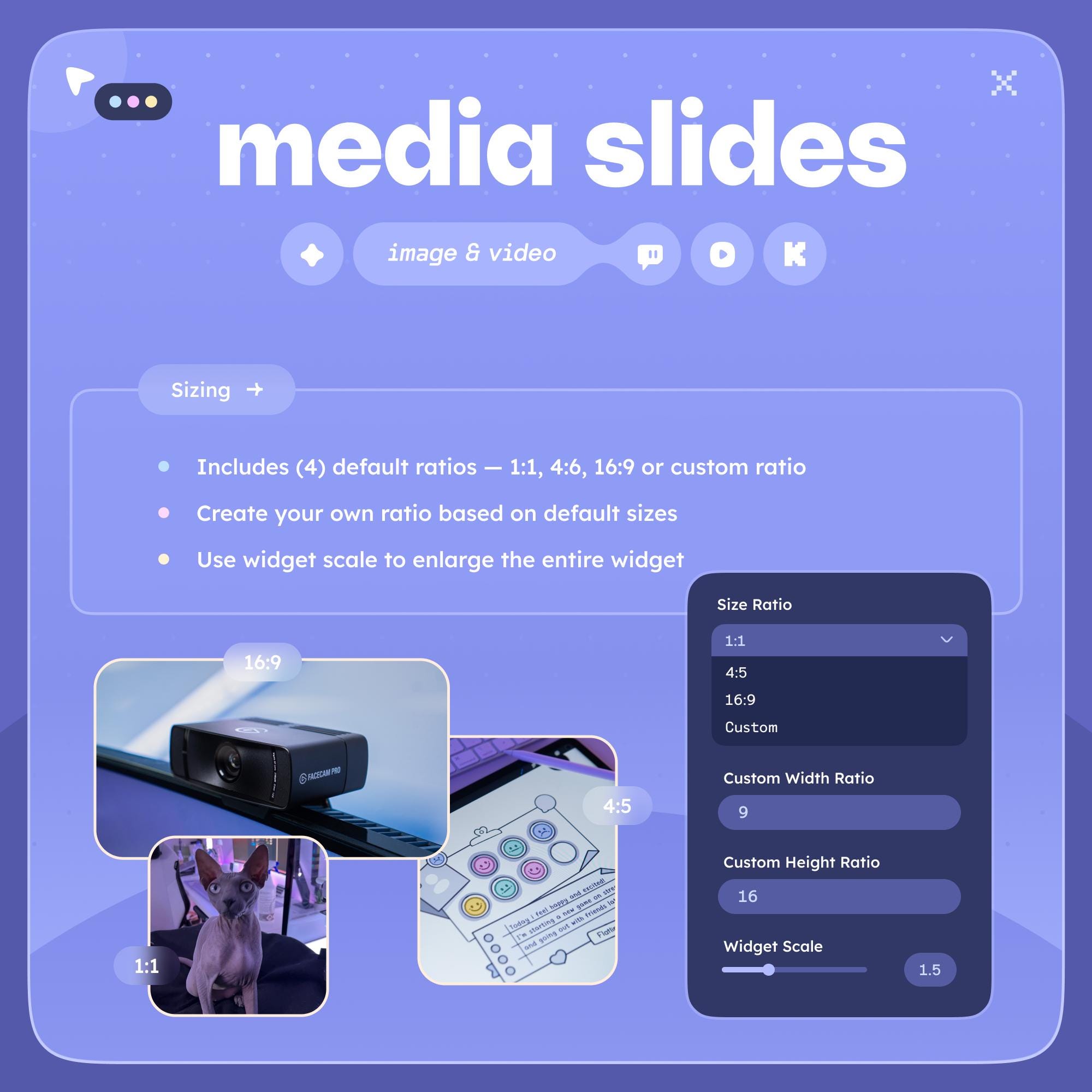 Media Slides Widget Images & Videos • 6 Slides • Customizable Colors ...