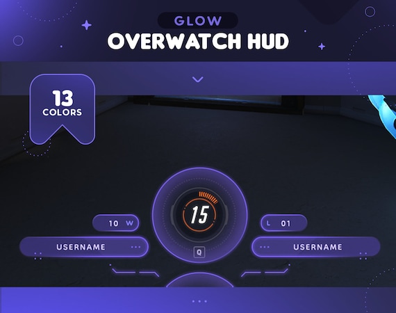 Glow Overwatch Overlay HUD  | 13 Colors Glowy Minimal Game Overlays for Streamers | Label Bars Win Loss Counter | OBS Twitch