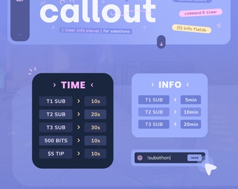 Subathon Callout Widget — Custom Event & Timer Info Panel • Pop-up Command and Interval Timer // For Twitch Streamers | Streamelements OBS