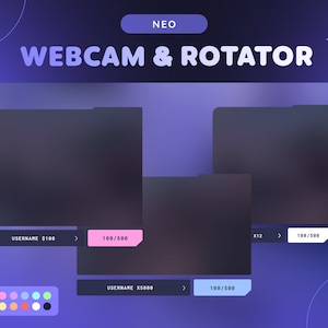 Widżet Neo Webcam & Event Rotator | Minimalna ramka kamery internetowej w 10 kolorach z celem podrzędnym + etykiety dla streamerów Twitcha | Streamelementy OBS