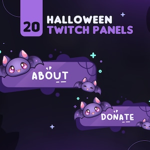 20 Bat Halloween Twitch Panels For Streamers | Cute Purple Spooky Bat Twitch Buttons