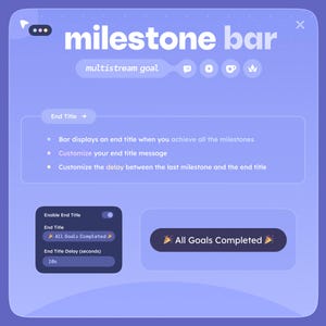 Milestones Goal Bar Widget ⟢ Multistream Megathon • (50) Goals Fully Customizable • Twitch Youtube Ko-fi Throne StreamElements OBS image 12