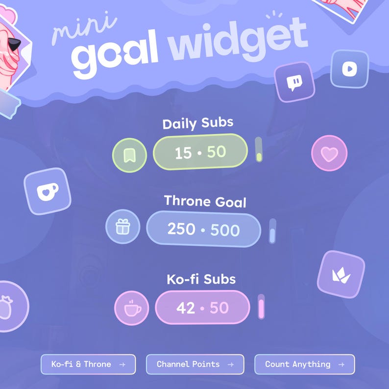 Aura Mini Goal Widget Twitch, Channel Points, Youtube, Ko-fi & Throne ...