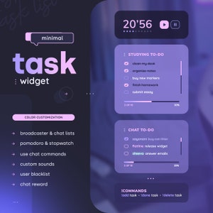 Tasklist Widget Pomodoro Coworking Timer and To-do List For Streamer & Chat Streamelements OBS image 1