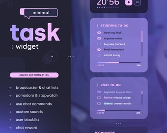 Widget de lista de tareas: temporizador de coworking Pomodoro y lista de tareas pendientes para Streamer & Chat / Streamelements OBS