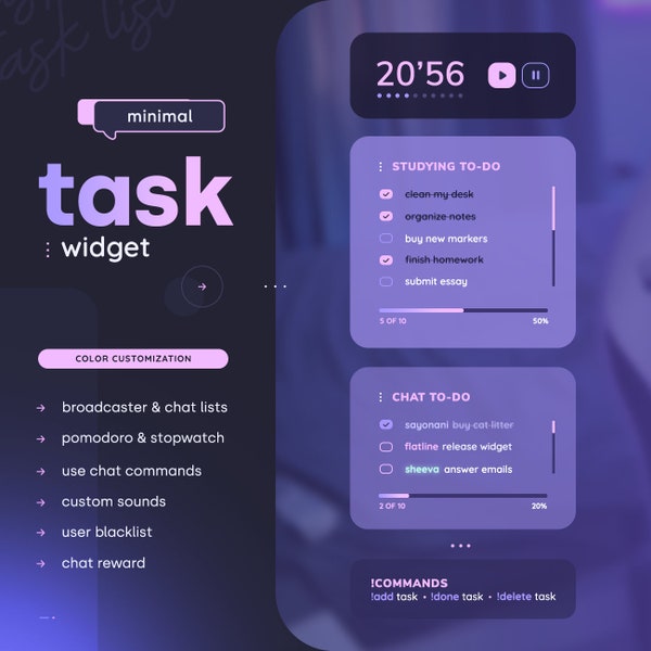 Tasklist Widget — Pomodoro Coworking Timer and To-do List For Streamer & Chat  | Streamelements OBS