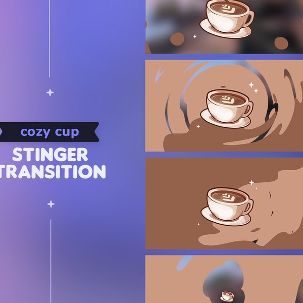 Animated Cozy Coffee Cup Stinger Transition || Comfy Cappuccino Twitch Youtube Vtuber Streamer Transition OBS