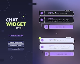 Emoji Chat Widget with Alerts — Light & Dark Animated Customizable Custom Chat with Events Twitch Youtube Streamers |  Streamelements OBS