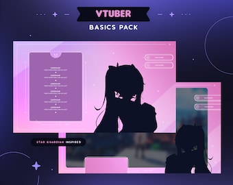 Pink Star Vtuber Overlay Pack  |  Celestial Star Guardian Vtuber Gaming & Chatting Scenes and Schedule  | Twitch Streamer Pngtuber