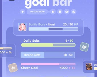 Aura Goal Bar ⟢ Battle Boss Mode, Point System, Nanitabs chatbot, Fully Customizable  •  Twitch Youtube Ko-fi Throne StreamElements OBS