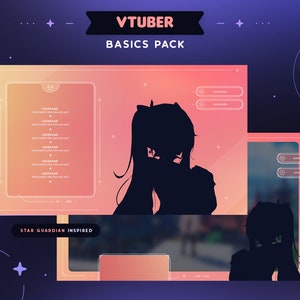 Orange Star Vtuber Overlay Pack  |  Celestial Star Guardian Vtuber Gaming & Chatting Scenes and Schedule  | Twitch Streamer Pngtuber