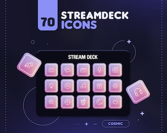 Pastel Cosmic Streamdeck Icons | 70 Cute Gradient Icon Pack for Elgato Streamdeck & 2 Screensavers | Twitch Streamer Assets