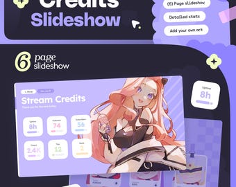 Widget de créditos finales y resumen de la transmisión ⟢ Presentación de diapositivas de (6) páginas, totalmente personalizable • Twitch Youtube Kick Ko-fi Throne StreamElements OBS