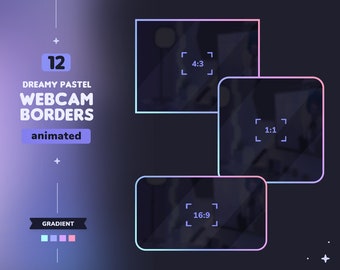 Animated Gradient Pastel Webcam Borders || 12 Dreamy Twitch Camera Game Overlay Frames