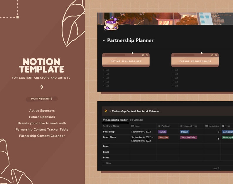 Cozy Notion Template for Content Creators & Artists - Etsy