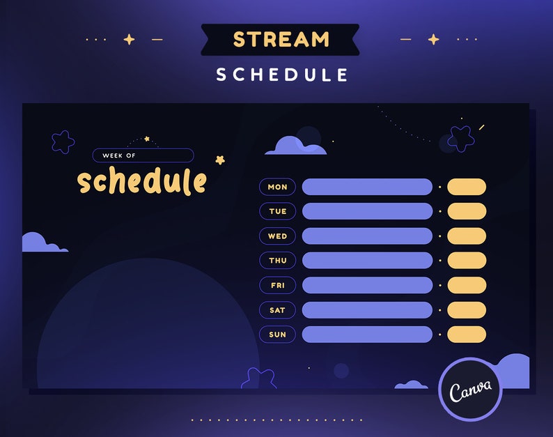 Starlight Stream Schedule Template Starry Sky Twitch Vtuber Etsy