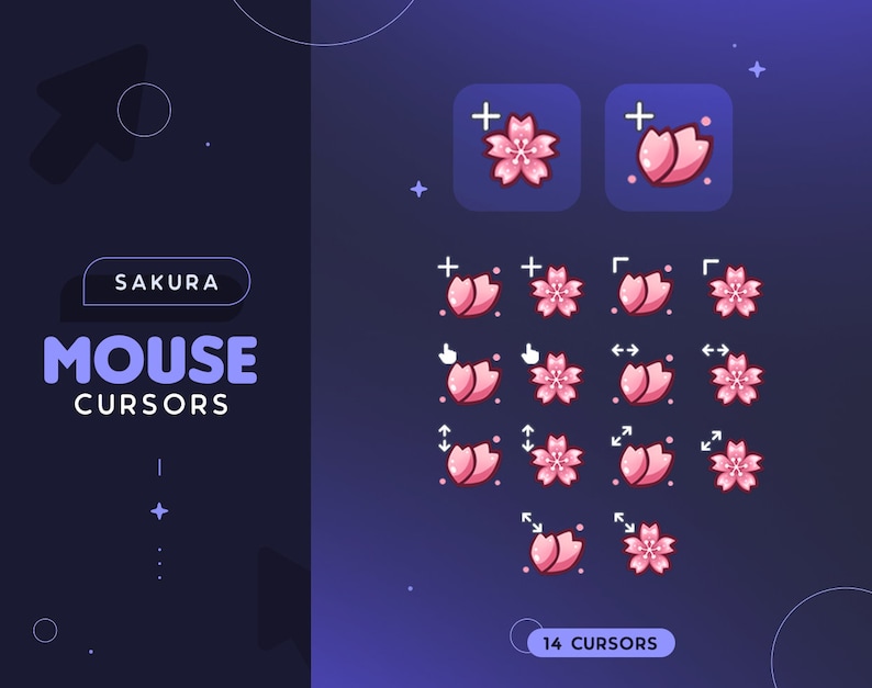 Sakura Mouse Cursors 14 Cute Pink Cherry Blossom Custom - Etsy Canada