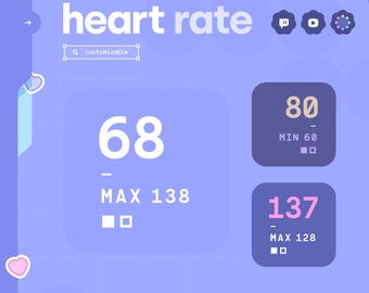 Minimal Heart Rate Widget ⟢ Pulsoid Integration  •  (3) Rate Levels & Sound Effect •  Fully Customizable ⋮ Streamelements OBS