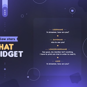 Star Twitch Chat Widget  | Yellow Celestial Centered Minimal Custom Chatbox for Streamers | Matches Starlight Pack