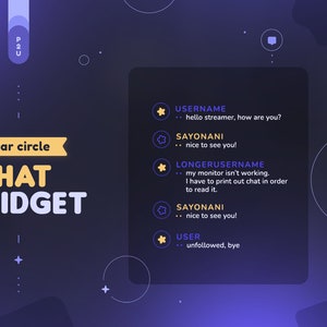 Starry Twitch Chat Widget  | Yellow & Blue Starlight Celestial Custom Chatbox for Streamers | Matches Starlight Pack