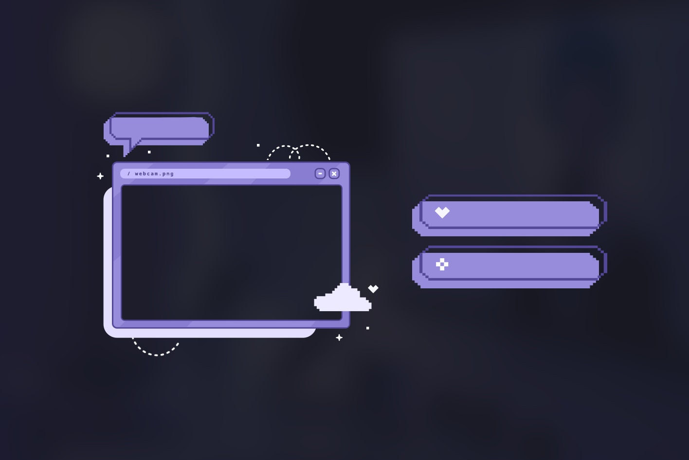 紫のレトロなTwitchウェブカメラボーダー|| 美しいブラウザウィンドウのコンピュータオーバーレイ - Etsy 日本