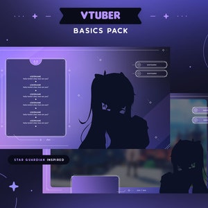 Dark Star Vtuber Overlay Pack  |  Celestial Star Guardian Purple Vtuber  Gaming & Chatting Scenes and Schedule  | Twitch Streamer Pngtuber