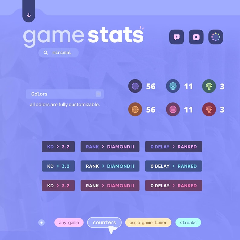 Game Stats Widget — Counter, Timer, Rank, KDA, Game Type, Delay, Team ...