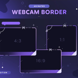 Animated Bow Webcam Border | 3 Cute Purple & Lavender Webcam Frame for Streamers | Twitch Youtube Tiktok Facebook Camera Overlay | OBS