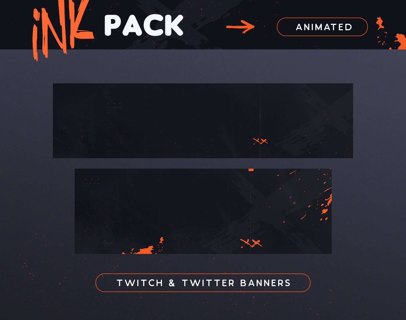 Orange Rapper Overlay Animated Orange Ink Twitch Pack Grunge Ink Brush Streamer Package ...