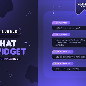 Gradient Bubble Chat Widget  | Customizable Animated Minimal Bubble Message Custom Chat for Twitch Streamers | StreamElements & OBS