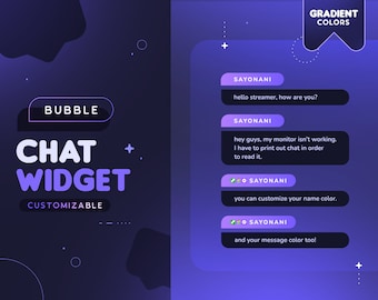 Gradient Bubble Chat Widget  | Customizable Animated Minimal Bubble Message Custom Chat for Twitch Streamers | StreamElements & OBS