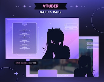 Purple Star Vtuber Overlay Pack  |  Celestial Star Guardian Vtuber Gradient Gaming & Chatting Scenes and Schedule  | Twitch Streamer