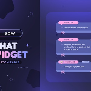Cute Bow Animated Chat Widget  | Customizable Bubble Custom Chat for Twitch Streamers | Pronouns, Mod and Sub Details | Streamlabs & OBS