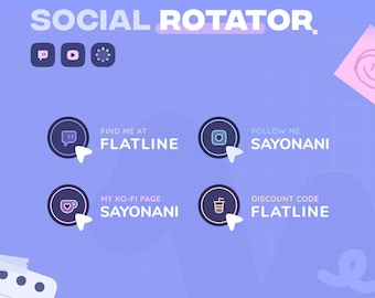 Click Social Media Rotator ⟢  (30) Icons • (20) Slides • Fully Customizable // Twitch Youtube Tiktok Streamers | Streamelements Widget • OBS