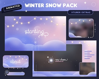 Winter Snow Animated Twitch Pack | Soft Aesthetic Christmas Streamer Package | Overlays, Transition, Panels, Alerts, Webcam | Vtuber | OBS