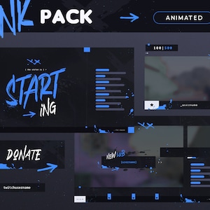 Animiertes Twitch Pack | Grunge Ink Brush Streamer Paket | Overlays, Übergang, Panels, Benachrichtigungen, Webcam, Banner | Vtuber | OBS