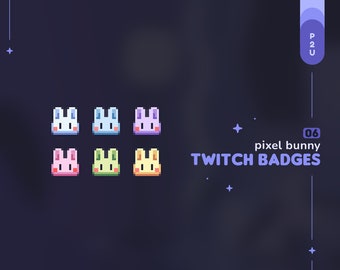 Pixel Bunny Twitch Sub & Bits Badges || 6 Cute Pixel Bunny Rabbit 8-Bit Loyalty Badges