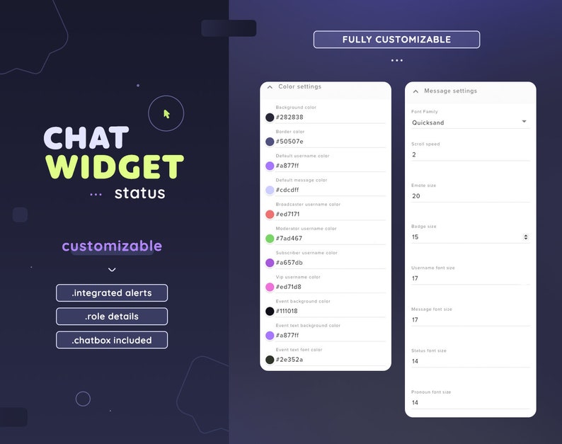 Everyone Included Widget Status Chat Widget With Alerts — Minimal Fully Customizable Custom Chat ...